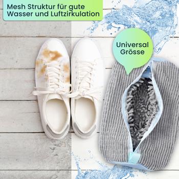Preview: Schuhwaschbeutel mit Reinigungsfasern: Schont Sneaker & Turnschuhe in der Waschmaschine, Effektive Reinigung & Schutz - strahlend saubere Schuhe