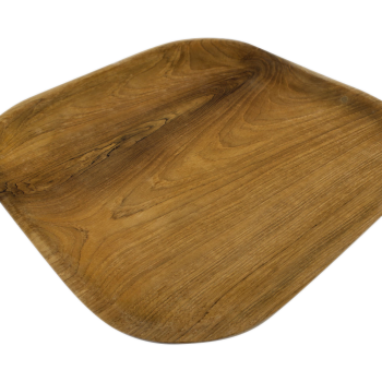Large teak bowl, flat and square, 30 x 30cm