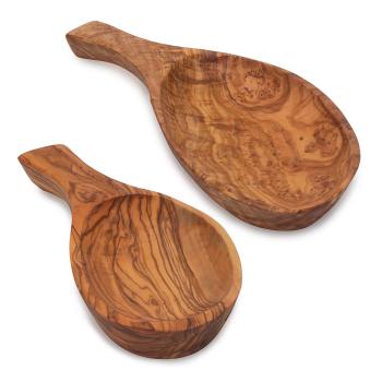 Bowl leaf shape, tapas bowl, olive wood, set of 2