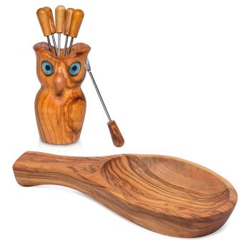 Preview: Set pour tapas hibou: plat 22 cm + hibou avec piques apéritifs, 8 pièces