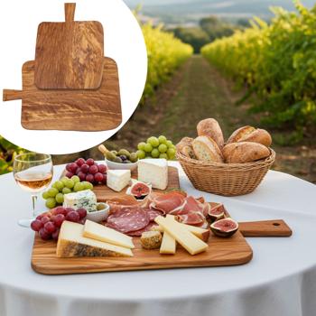 Olivenholzbrett mit Griff - Rustikales Servier- & Schneidebrett im 2er-Set - Handgefertigt, geölt, schnittfest - 40 & 60 cm aus Italien