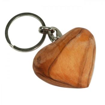 Preview: set of 3 keychains dolphin, owl and heart, made of olive wood, brown, 5 x 5 cm