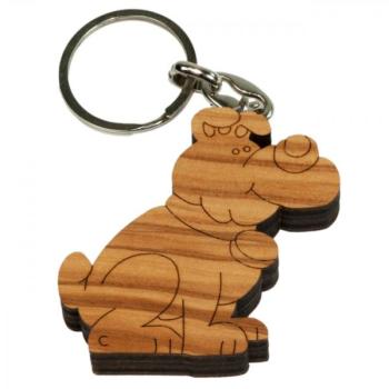 Preview: Set di 3 portachiavi cane, gatto e leone, in legno d’ulivo, marrone, 5 x 5 cm