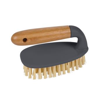 Preview: Reinigungs-Set - Scheuerbürste, Handfeger, Kehrschaufel & Scheibenabzieher - 3-teilig, recycelter Kunststoff, Bambusgriffe - Bad, Küche, Fliesen, Garage