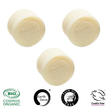 Preview: 3er-Set Festes Bio Shampoo - Zedernholz & Arganöl - Palmölfrei, Vegan, Handgefertigt, 77% kaltgepresste Öle, 60g, COSMOS ORGANIC zertifiziert, nachhaltig