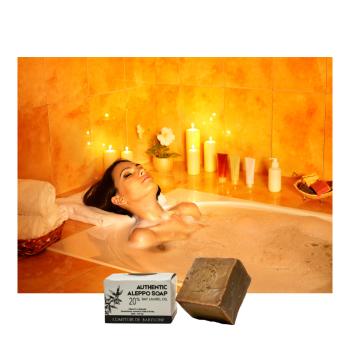 Preview: 3 savons d’Alep véritables – fabrication artisanale en Syrie, 100% naturels, huile d’olive, baies de laurier, végans, doux pour la peau, nourrissants