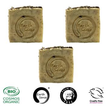 Preview: 3er-Set Bio Sandelholz Seife Naturseife - Handgemacht - Vegan Palmölfrei - 72% kaltgepresste Öle - 100g je Stück - Pflegend für Männerhaut