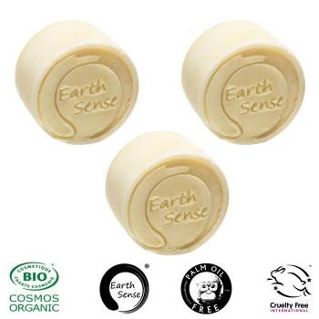 Preview: 3er-Set Festes Bio Shampoo Patchouli-Duft - Palmölfrei - Handgefertigt mit Argan-Öl & 77% kaltgepressten Ölen - Vegan, nachhaltig, 60g