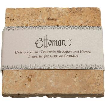 Preview: 3er-Set Seifenablage aus Travertin - gold-gelb, quadratisch, 10x10cm - Handgefertigt, Naturstein, für Bad & WC, hygienisch, langlebig - ideal als Untersetzer