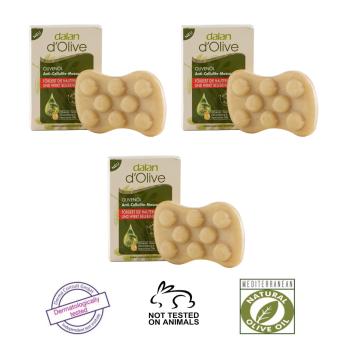 Preview: set de 3 savons de massage solides à l‘huile d‘olive avec des huiles de qualité, 150 g