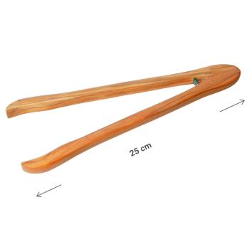 Preview: Pince en bois pour salades/grillades, avec ressort, 25 cm, bois d’olivier