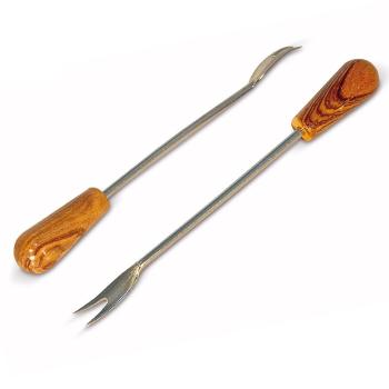 Preview: 12 Partygabeln aus Olivenholz- für Snack & Tapas - wiederverwendbar - handgefertigt & MOCA-zertifiziert - inkl. Schälchen zur Aufbewahrung