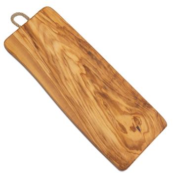 Rectangular board 100% olive wood with cord, 42 x 13 x1,8 cm