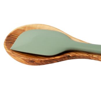 Preview: Löffelablage aus 100% Olivenholz - Antibakteriell & robust für Küche & Esstisch - Braun, 25x8,5x2,5cm - Handgefertigt in Italien