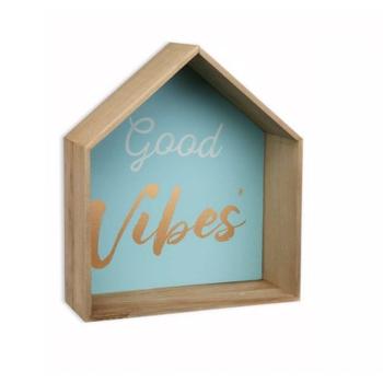 Preview: Decorazione murale, 2 case di legno, pastello con stampa, 11 x 35 x 30 cm