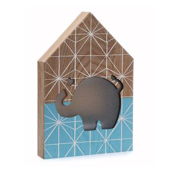 Preview: Leuchtdekoration Haus-Form Elefant aus Holz - Beleuchteter Lichtkasten für gemütliche Atmosphäre in Wohn- Schlaf- Kinderzimmer - 3,5x25x17cm