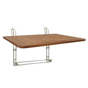 Preview: Folding teak balcony table, attaches to railings, 60 x 40 x 1.5 cm