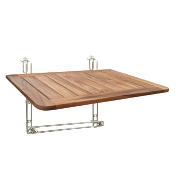 Preview: Folding teak balcony table, attaches to railings, 60 x 40 x 1.5 cm