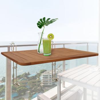 Preview: Folding teak balcony table, attaches to railings, 60 x 40 x 1.5 cm