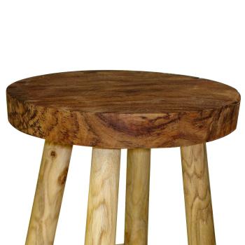 Preview: Tabouret en bois de teck avec repose-pieds, beau veinage, 45 x 30 cm