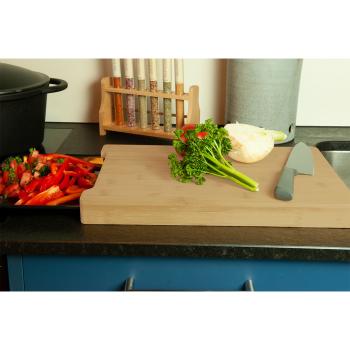 Preview: Planche à découper en bambou avec récupérateur en mélamine, 38 x 26 x 3,5 cm