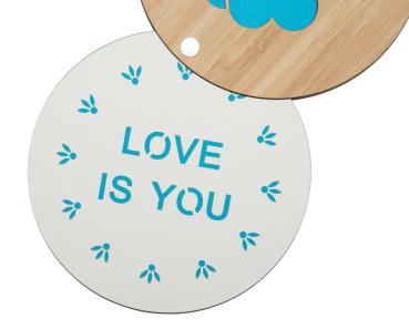 Preview: Bamboo greeting card, I miss you, round, blue, folded card