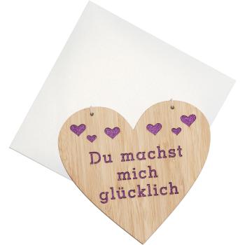 Preview: Greeting card bamboo, heart shape-you make me happy, folding card