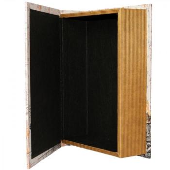 Preview: 3-tlg. Dekorationsbox-Set Buchform Vintage - London, New York, Paris Motive - Aufbewahrung Schatztruhe - HDF mit Stoff ausgekleidet