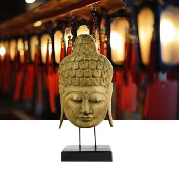 Preview: Masque de bouddha sur pied en bois d’albizzia, hauteur 65 cm Preview: Masque de bouddha sur pied en bois d’albizzia, hauteur 65 cm