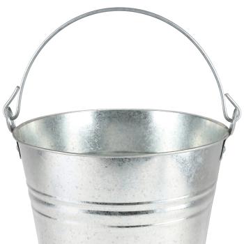 Preview: Zinkeimer mit Henkel - 12 L Fassungsvermögen - Stabil für Transport & Bepflanzen - Ø 29.5x30cm - Shabby-Look Metall - Übertopf Lagerung Gemüse