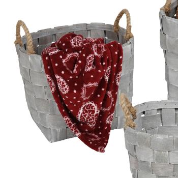 Preview: Lot de 3 paniers en bois de sapin blanchi, anses en jute