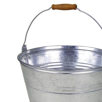 Preview: Zinc bucket with wooden handle, capacity 10 l, approx. 29 x 24 cm