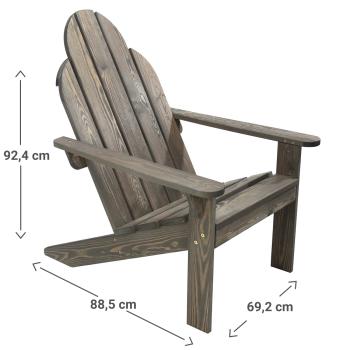 Preview: Chaise Adirondack moderne en bois d’épicéa, gris, 69,2 x 88,5 x 92,4 cm - Chaise de jardin confortable au design intemporel pour des moments agréables