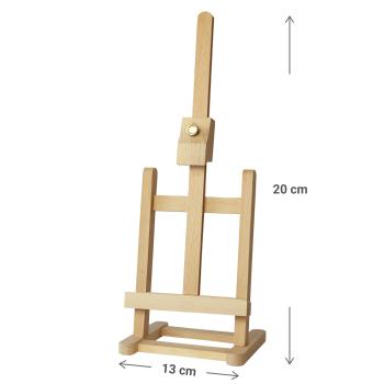 Preview: Tischstaffelei aus Massivholz - Höhenverstellbare Leinwand-Staffelei 13x20cm - Klappbar für Acryl-, Öl- & Aquarellmalerei - Ideal als Bild- & Buchhalter