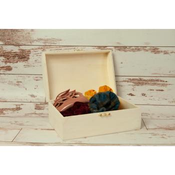 Preview: Coffre au trésor en bois, fermoir pratique, nature, 18 x 12 x 8,5 cm