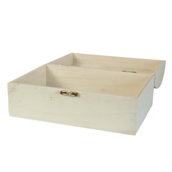 Preview: Coffre au trésor en bois, fermoir pratique, nature, 18 x 12 x 8,5 cm