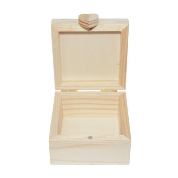 Preview: Boîte en bois avec cœur, nature,12 x 18 x 7,5 cm