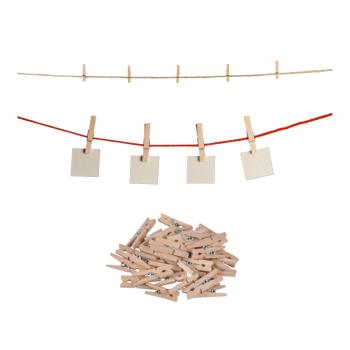 Preview: Mini-Klammern aus Holz 50 Stück natur - Vielseitige Clips für Fotos Notizen Geschenke - Hygienisch Tüten verschliessen - Basteln Deko