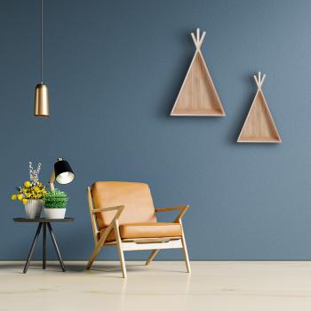 Preview: Holzregale Tipi-Form 2er-Set - Wanddeko Zelt für Flur Schlaf Kinder Wohnzimmer - MDF Braun - 45x30x9cm & 28x18.5x6cm - Kreativ Gestaltbar