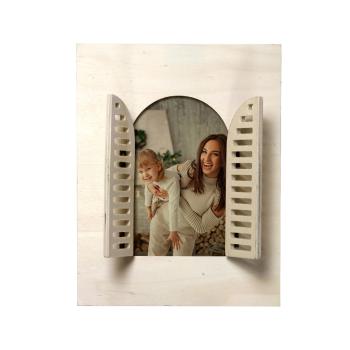 Preview: Cadre photo en bois, avec volets, nature, 18 x 23 cm