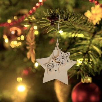 Preview: Stern-Anhänger aus Holz - mit Schnur zum Aufhängen - Naturbelassen zum Beschriften, Bemalen & Bekleben - ideal für Weihnachtsdeko & Geschenke