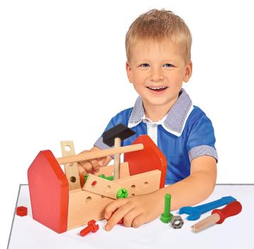 Preview: 30-teiliger Werkzeugkasten aus Buchenholz, 11 x 22 x 12 cm