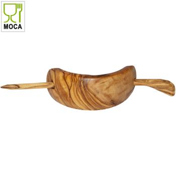 Preview: Haarspange aus Olivenholz - Holzring Haarnadel Made in Italy - Natürliche Ausstrahlung für Hochsteckfrisuren - Handgefertigt, glatte Optik