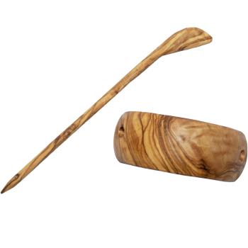 Preview: Haarspange aus Olivenholz - Holzring Haarnadel Made in Italy - Natürliche Ausstrahlung für Hochsteckfrisuren - Handgefertigt, glatte Optik