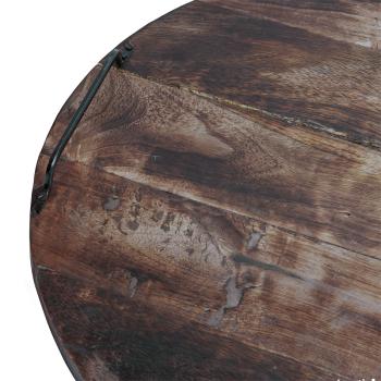 Preview: Rundes Schneidebrett aus Mangoholz - mit Metallgriffen für sicheres Servieren - Ø 40x6cm - Robust & widerstandsfähig für Küche & Gastronomie