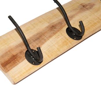 Preview: Patère en teck - 4 crochets métalliques