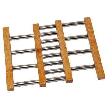 Preview: Dessous-de-plat extensible en bambou et acier inoxydable