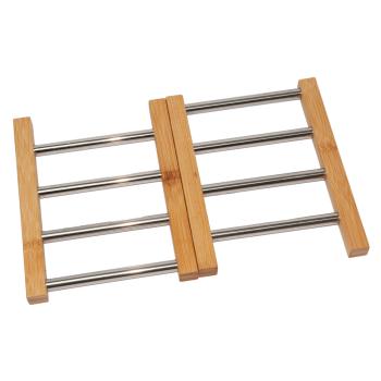 Preview: Dessous-de-plat extensible en bambou et acier inoxydable