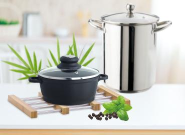 Preview: Dessous-de-plat extensible en bambou et acier inoxydable