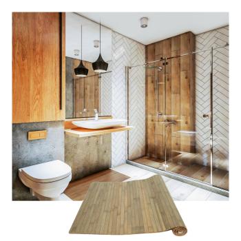 Preview: Bamboo floor mat, light brown/green, 50 x 80 cm
